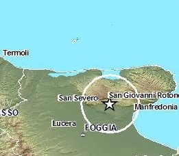 La localizzazione del terremoto di questa notte (fonte INGV)
