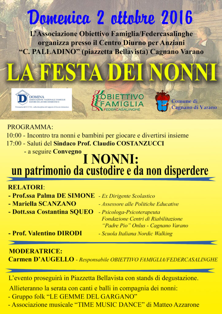 Cagnano, domani c’è la festa dei nonni: il programma